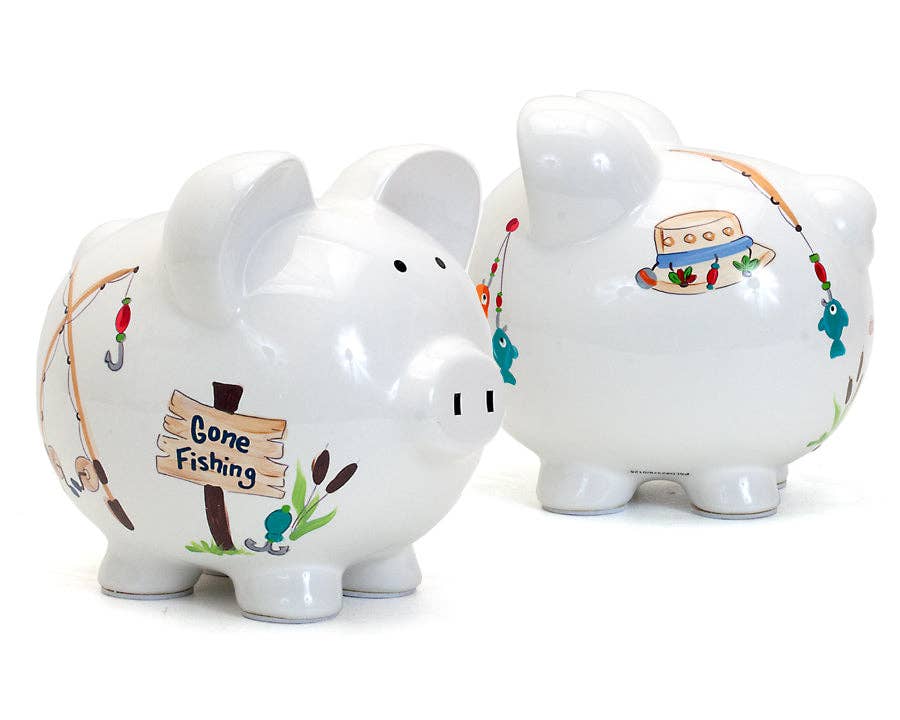 Gone Fishing Large Piggy Bank