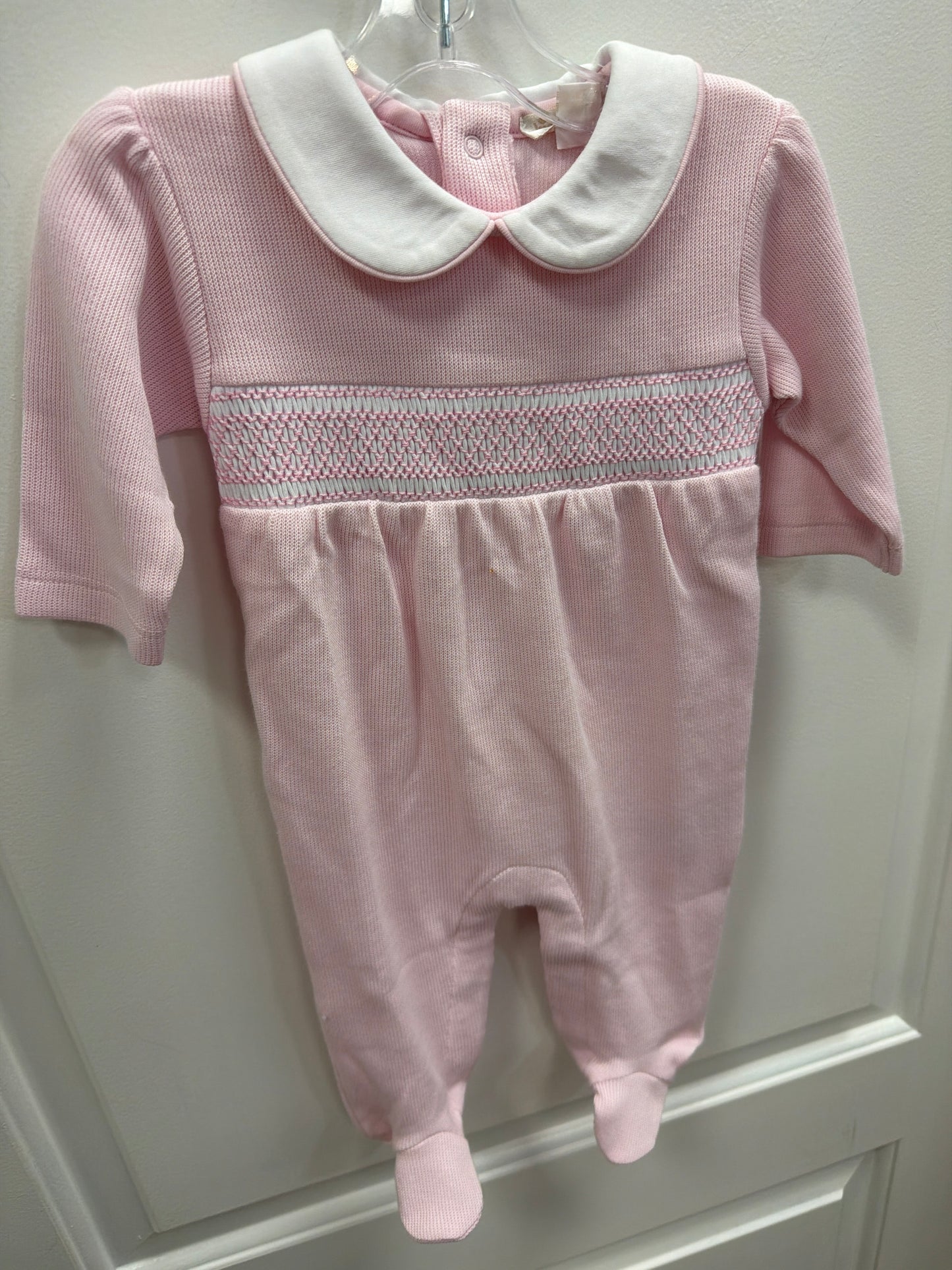 PINK CLUB PNTING FOOTIE HAND SMOCKED