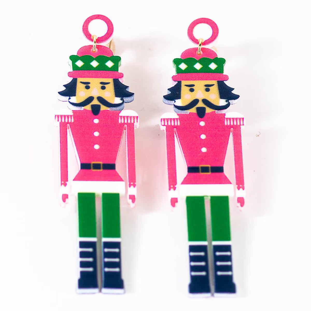 NUTCRACKER MARCH EARRINGS PINK/GREEN