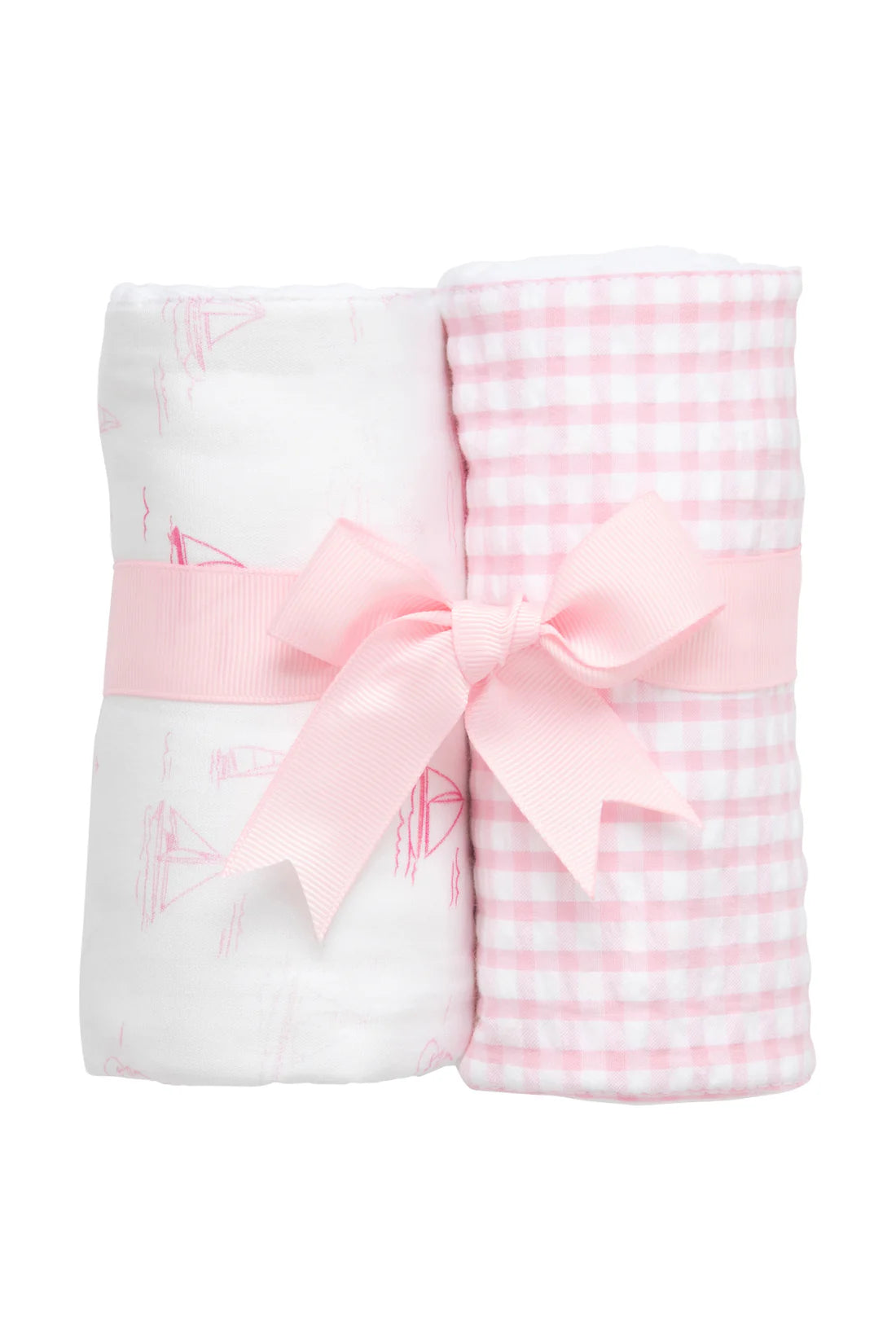 PINK SAILBOAT SET OF 2 BURPS