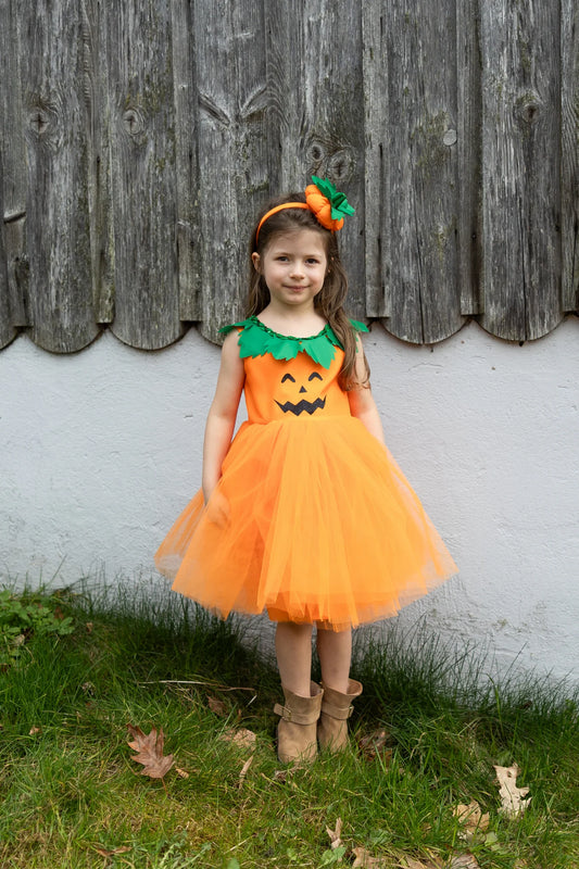 PUMPKIN PATCH PRINCESS DRESS W/HEADBAND