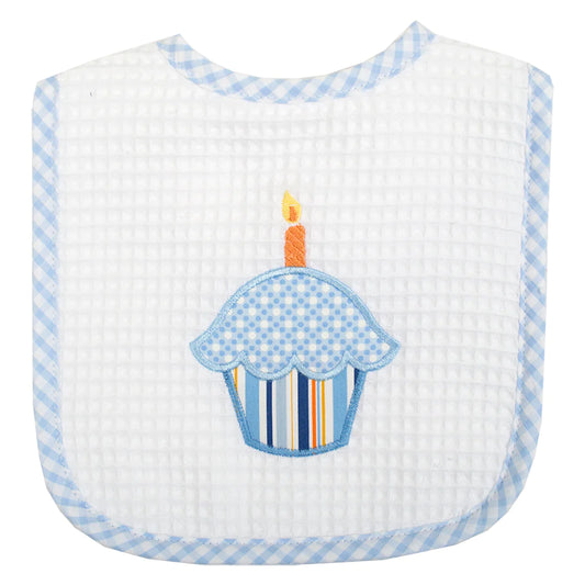 BLUE CUPCAKE FEEDING BIB