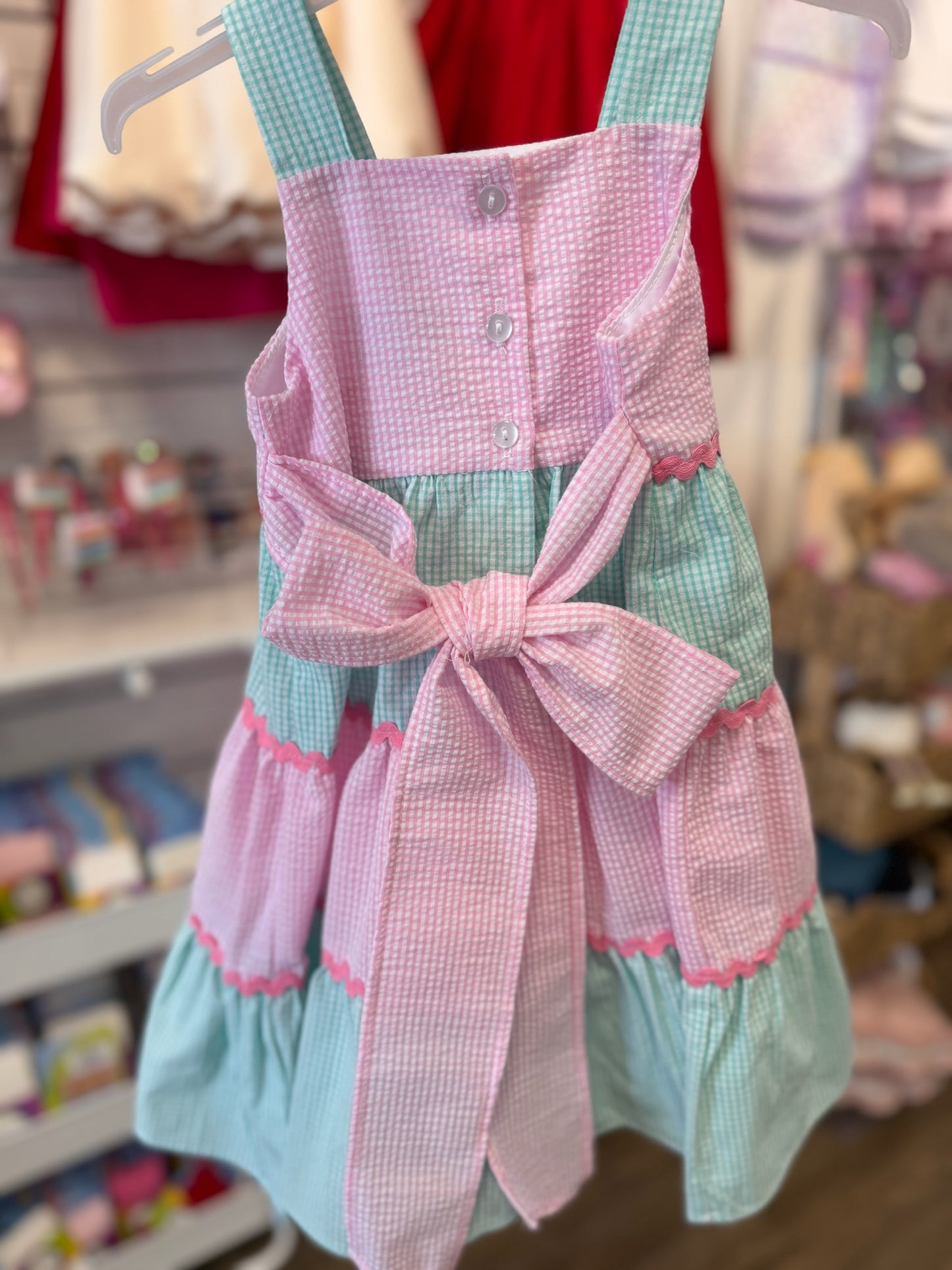 TIERED DRESS PINK/GREEN