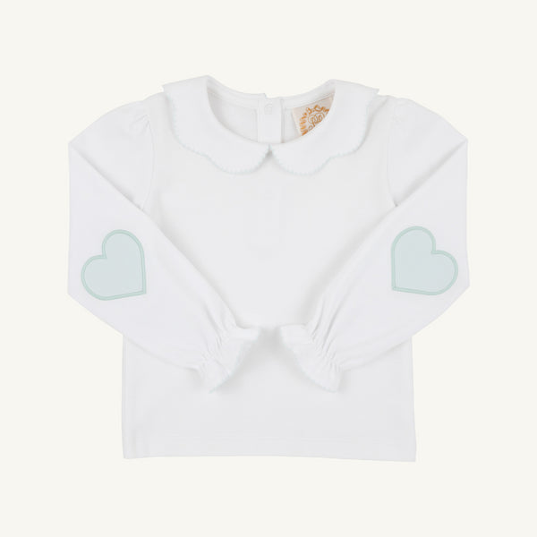 EMMAS ELBOW PATCH TOP WHITE/GREEN