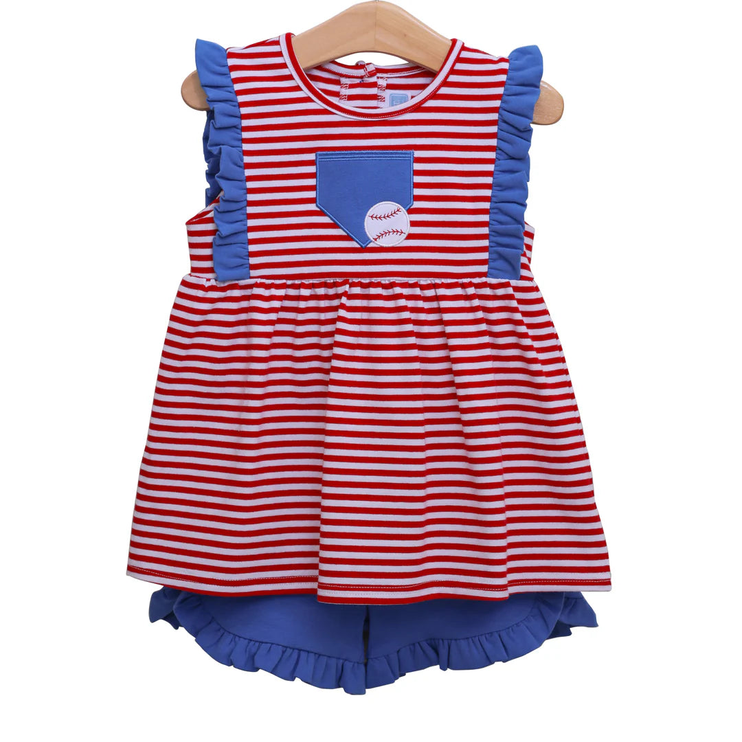 BASEBALL POCKET RUFFLE SHORT SET
