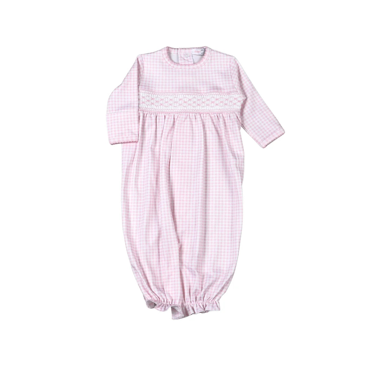 PINK GINGHAM SMOCKED GOWN