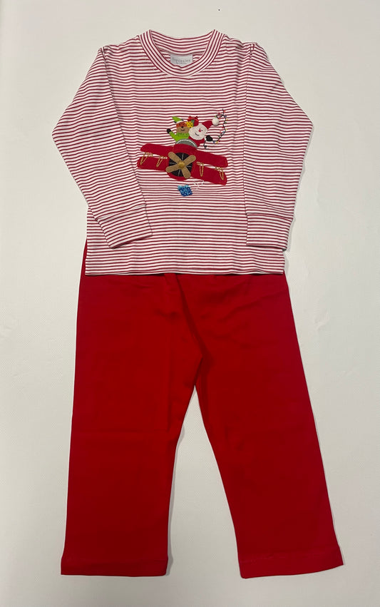 ZOOMING PLANE SANTA SHIRT SET