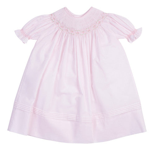 PINK RUFFLE SLEEVE BISHOP DRESS