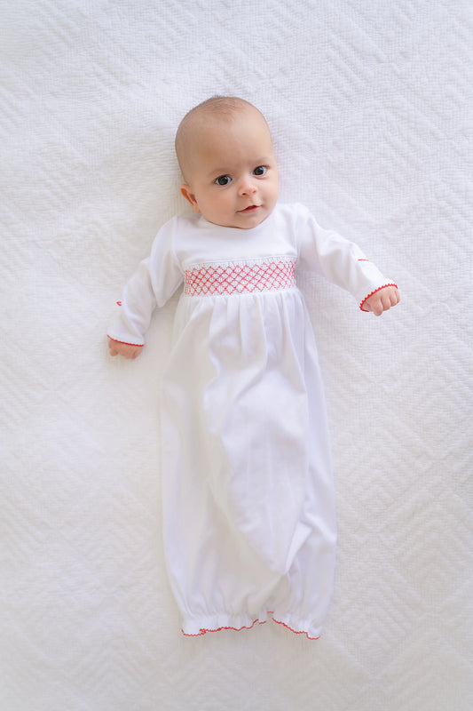 SWEETLY SMOCKED GOWN BOY RED