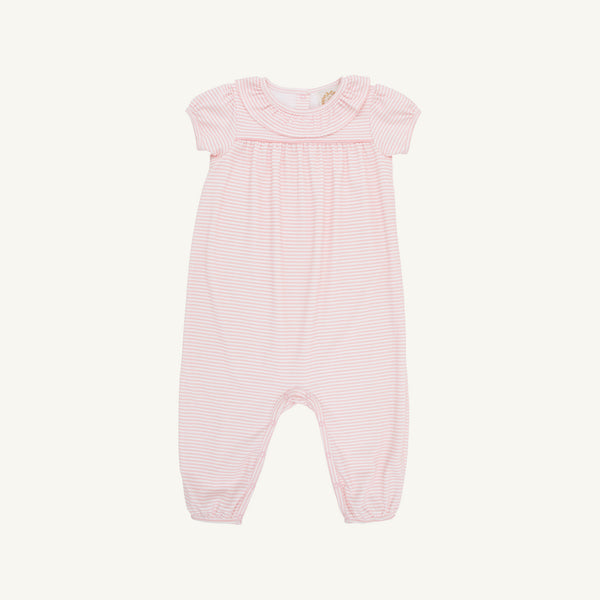 SS RAMONA RUFFLE ROMPER SANDPEARL PINK STRIPE