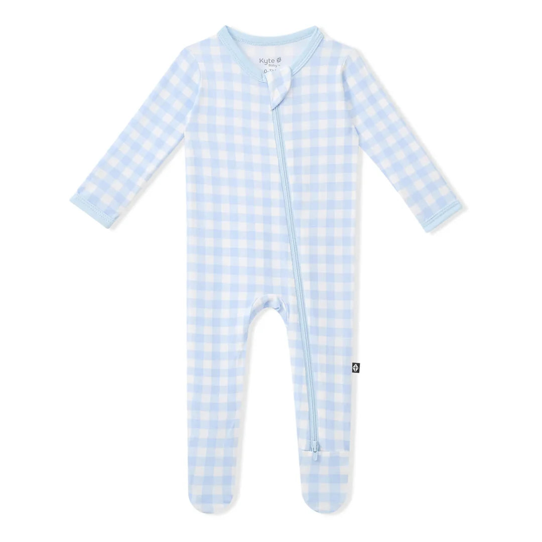 ZIPPER FOOTIE GINGHAM BREEZE