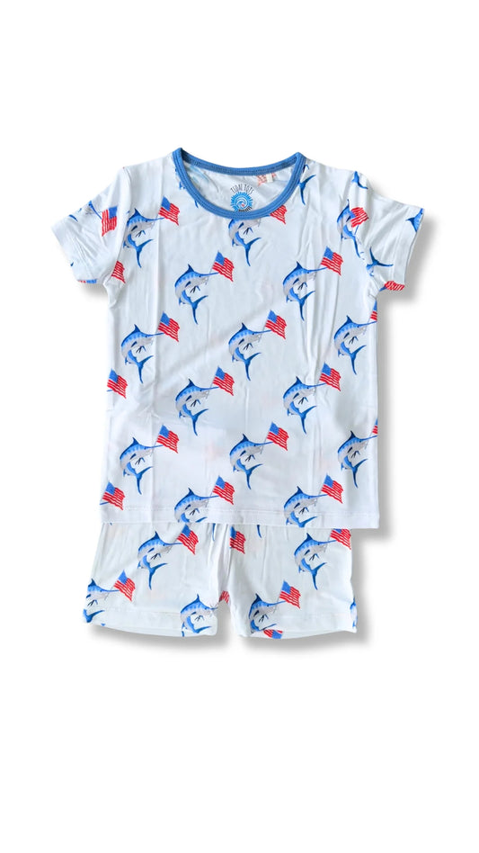 MERICA MARLIN BLUE SHORT SET