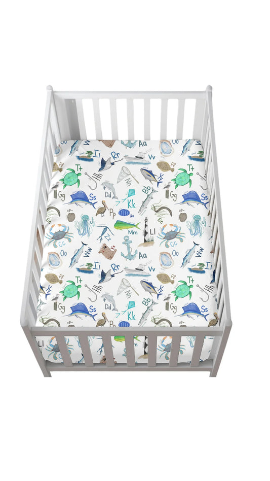 COASTAL ABCS CRIB SHEET