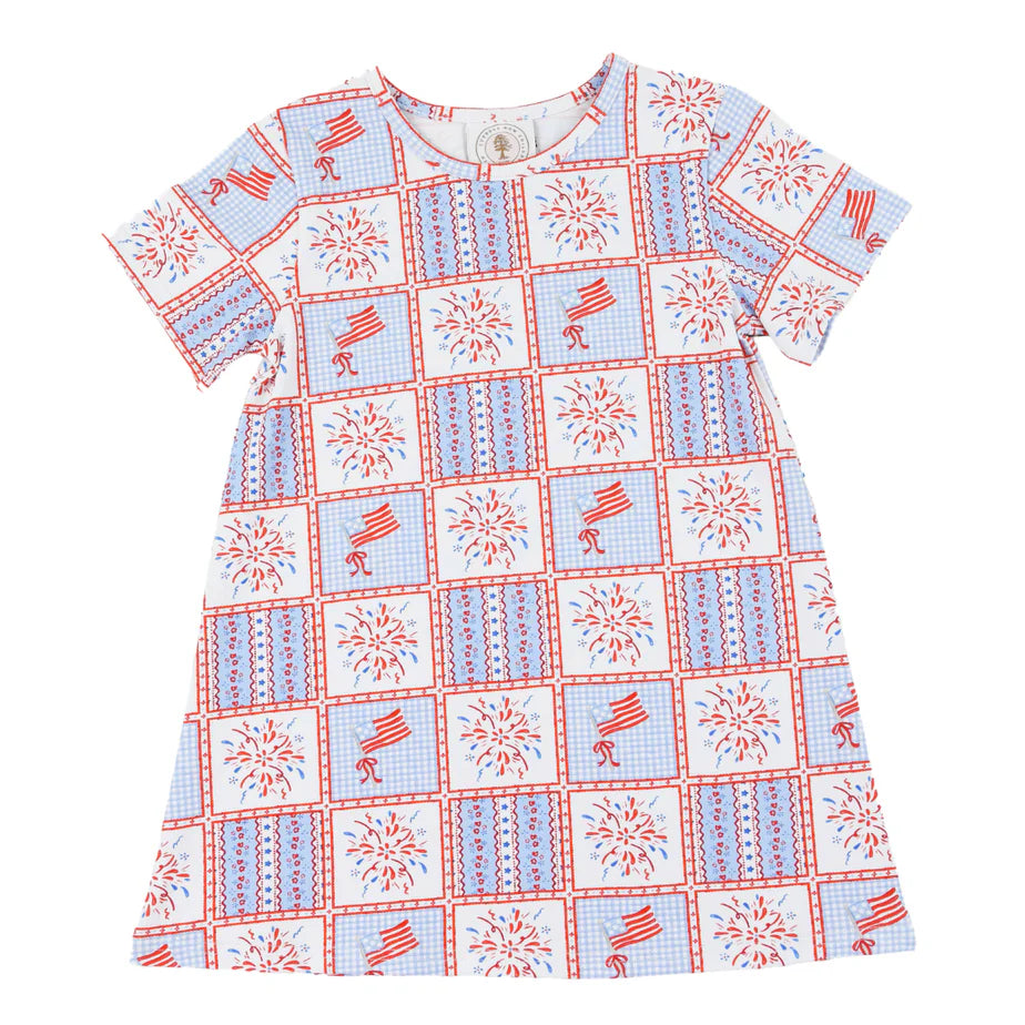 PATRIOTIC PATCHWORK SUSIE SWING DRESS