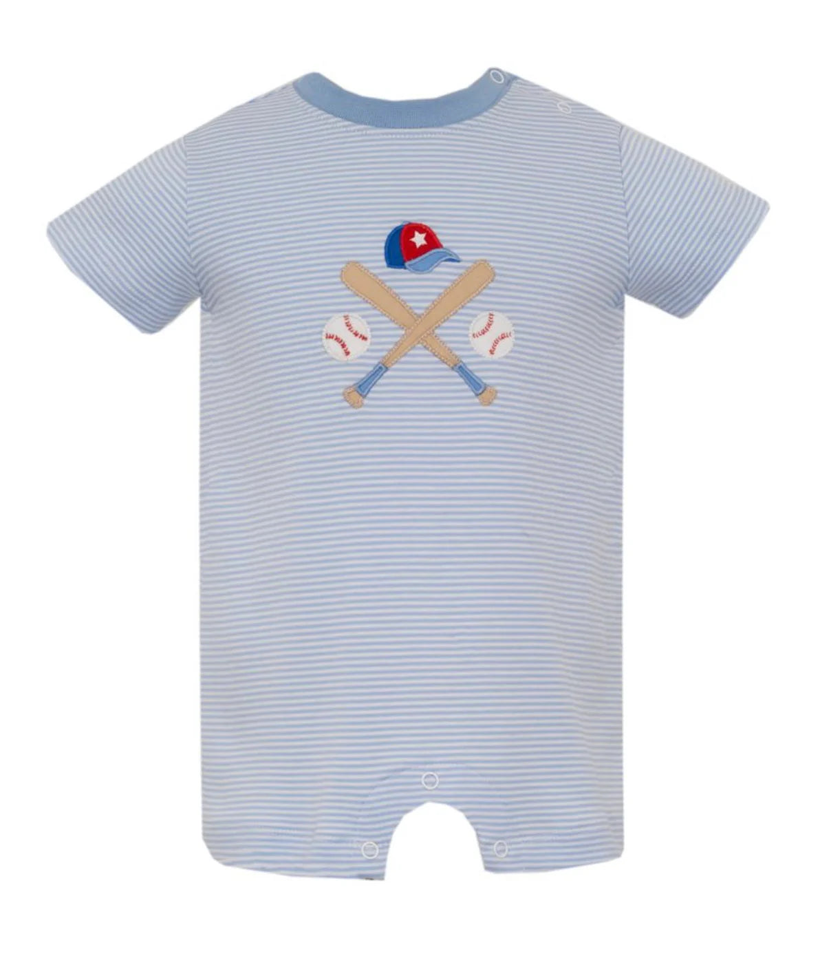 BASEBALL BLUE STRIPE ROMPER