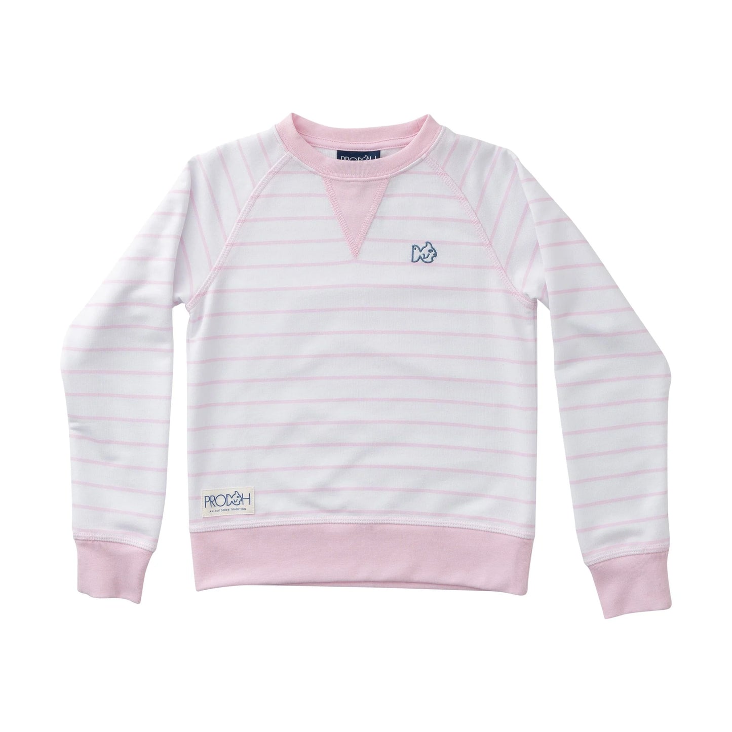 GIRLS CREW SWEATSHIRT PINK TULLE STRIPE