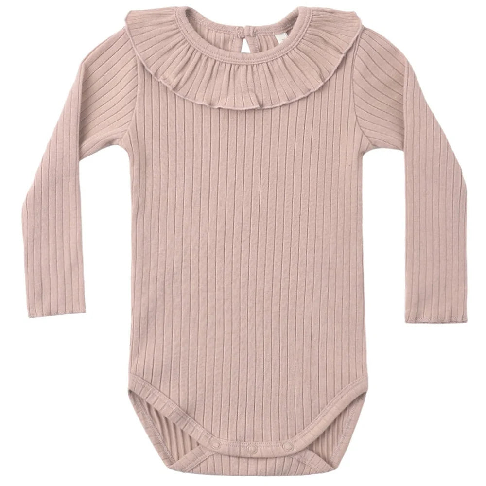 RUFFLE COLLAR BODYSUIT ROSEWOOD