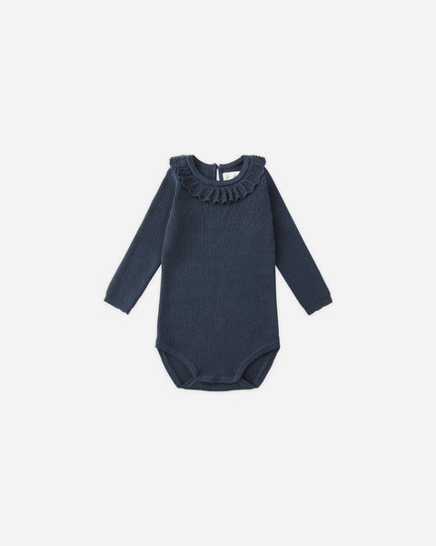 RUFFLE COLLAR BODYSUIT MIDNIGHT