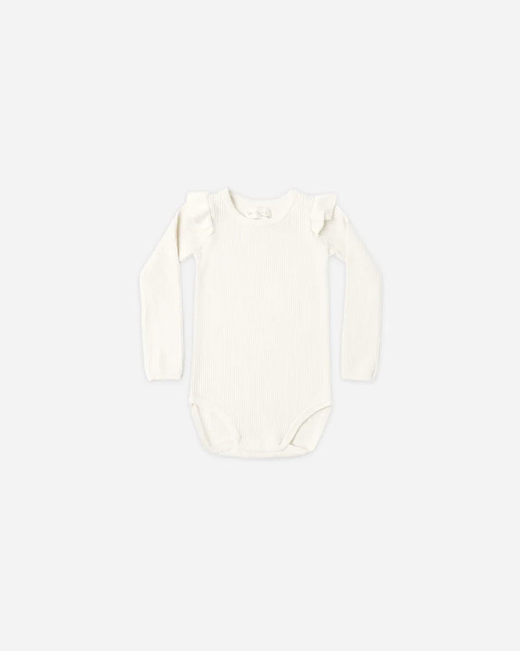 SHOULDER RUFFLE BODYSUIT NATURAL