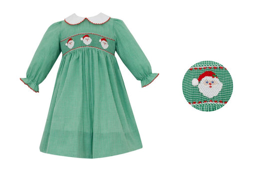SANTA FACE GREEN GINGHAM DRESS