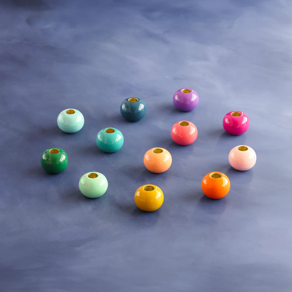 BALL CANDLE HOLDER 2.5" METAL ASSORT.