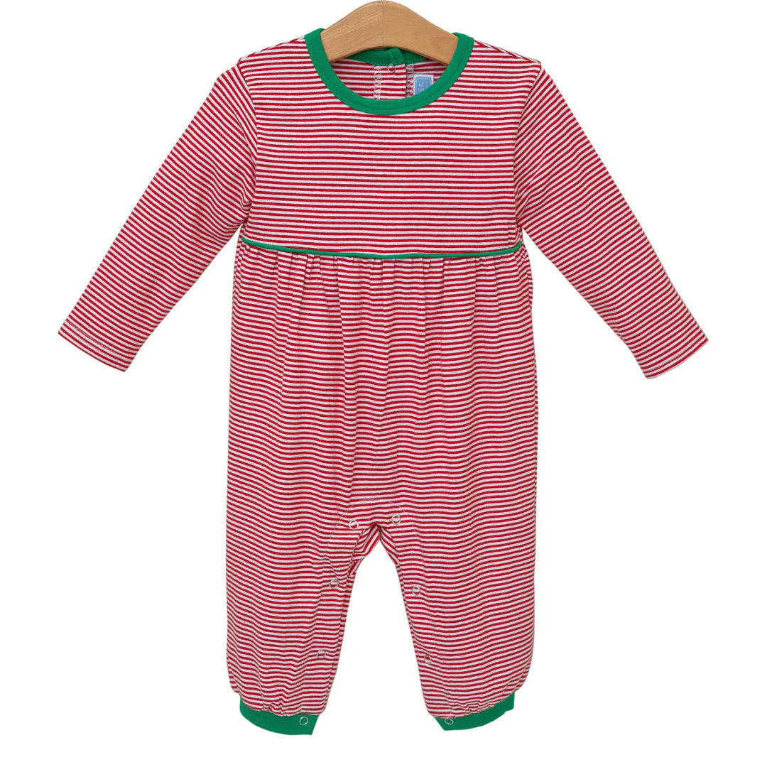 BENNETT ROMPER RED STRIPE/GREEN