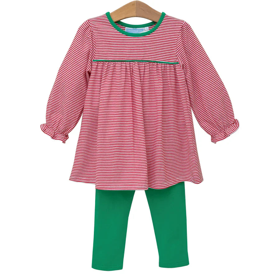 ELLIE PANTS SET RED STRIPE/GREEN