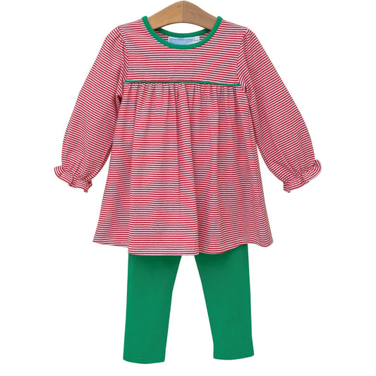 ELLIE PANTS SET RED STRIPE/GREEN