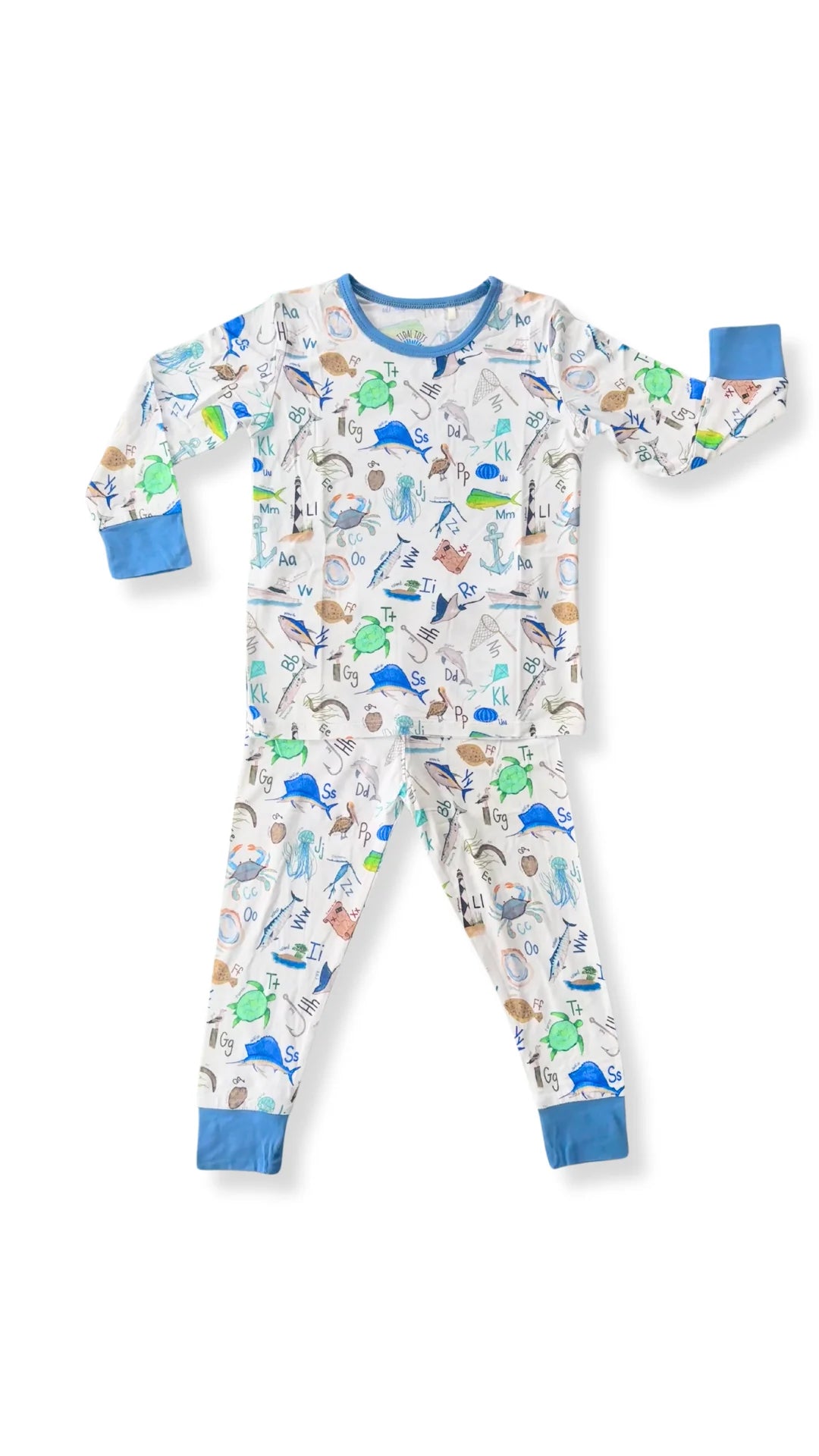 COASTAL ABCS BLUE LS PANT SET
