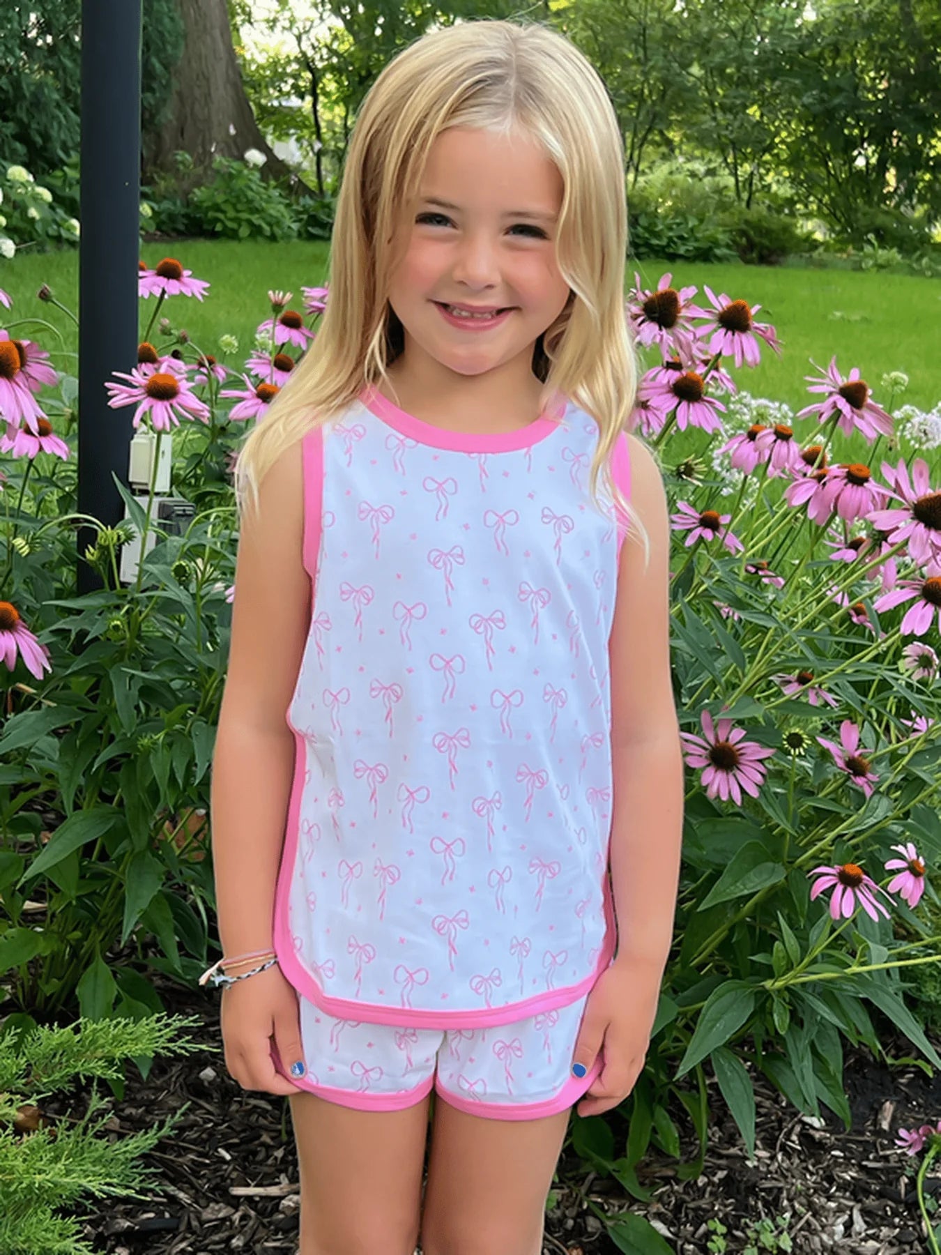 TANK LOUNGE SET PINK BOWS