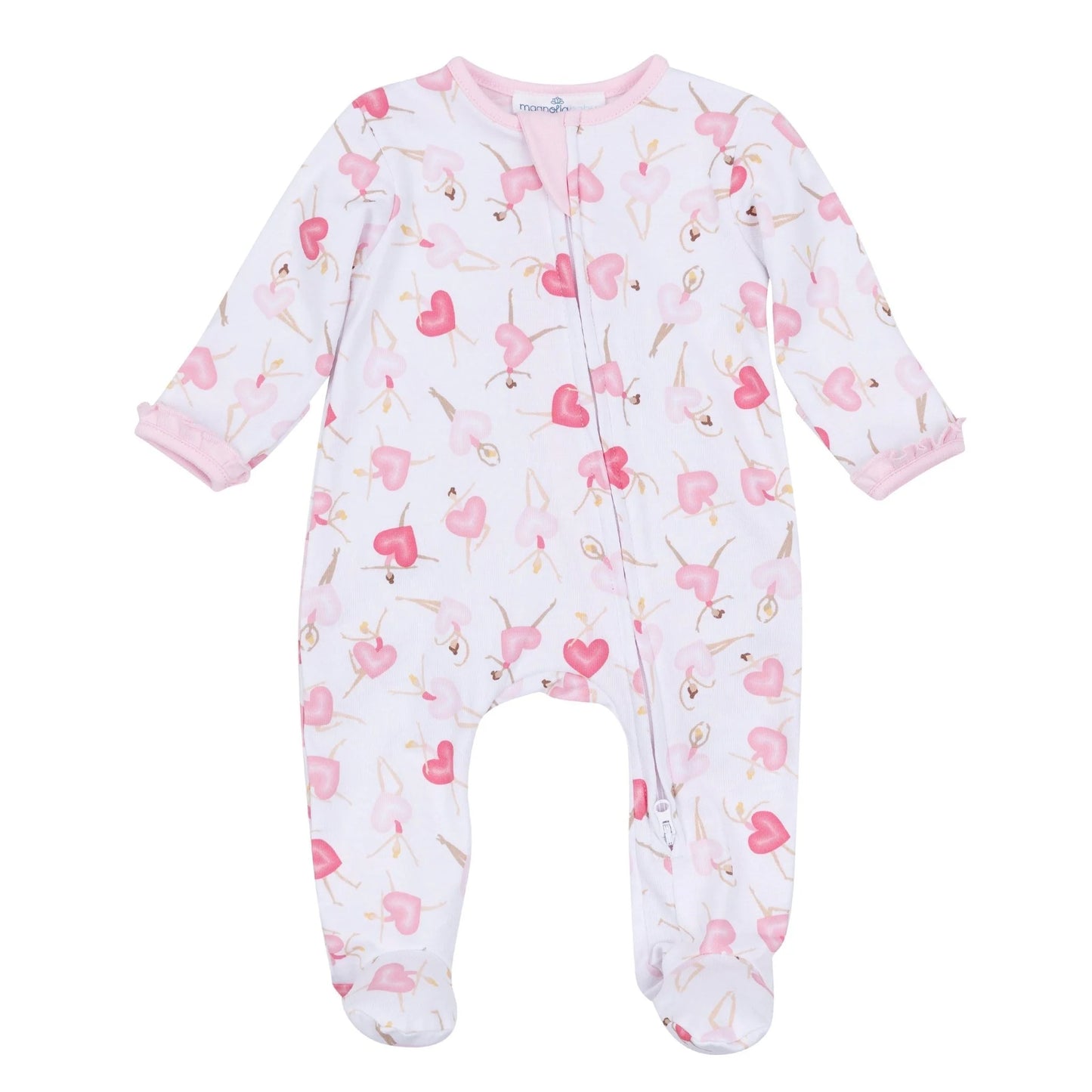 DANCING HEARTS RUFFLE ZIPPER FOOTIE