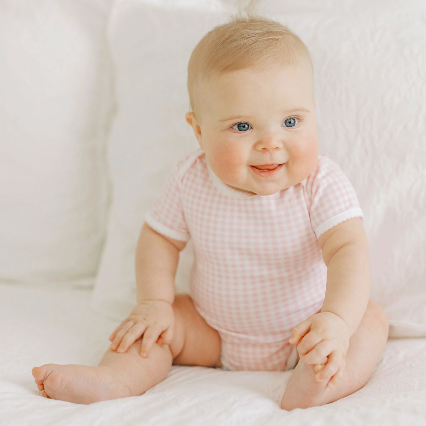 PINK MINI CHECKS BODYSUIT