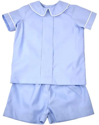 BOYS PLEATED BLUE SHORT SET