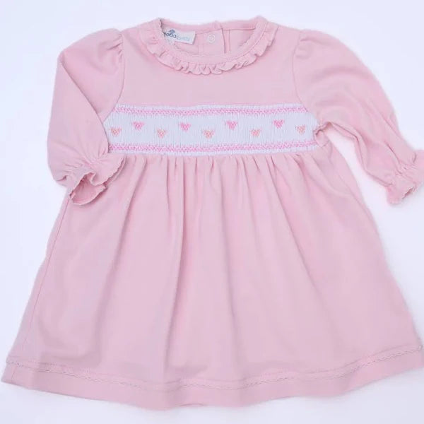 VALENTINES SMOCKED LS DRESS SET