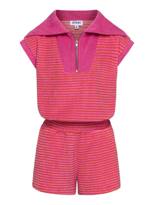 WYNNE ROMPER PINK/ORANGE FRENCH TERRY