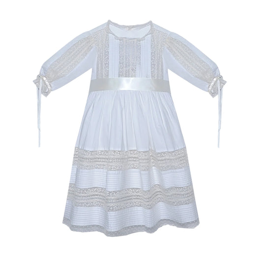 WHITE ELLA JANE DRESS W/ ECRU LACE