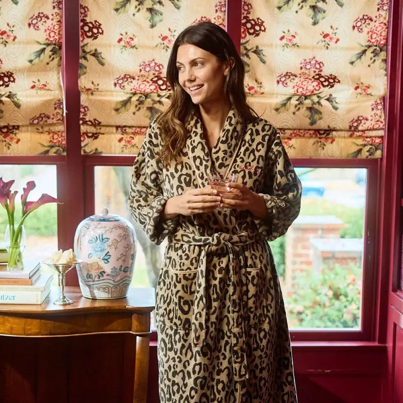 LONG PLUSH ROBE LEOPARD