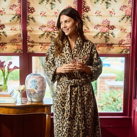 LONG PLUSH ROBE LEOPARD