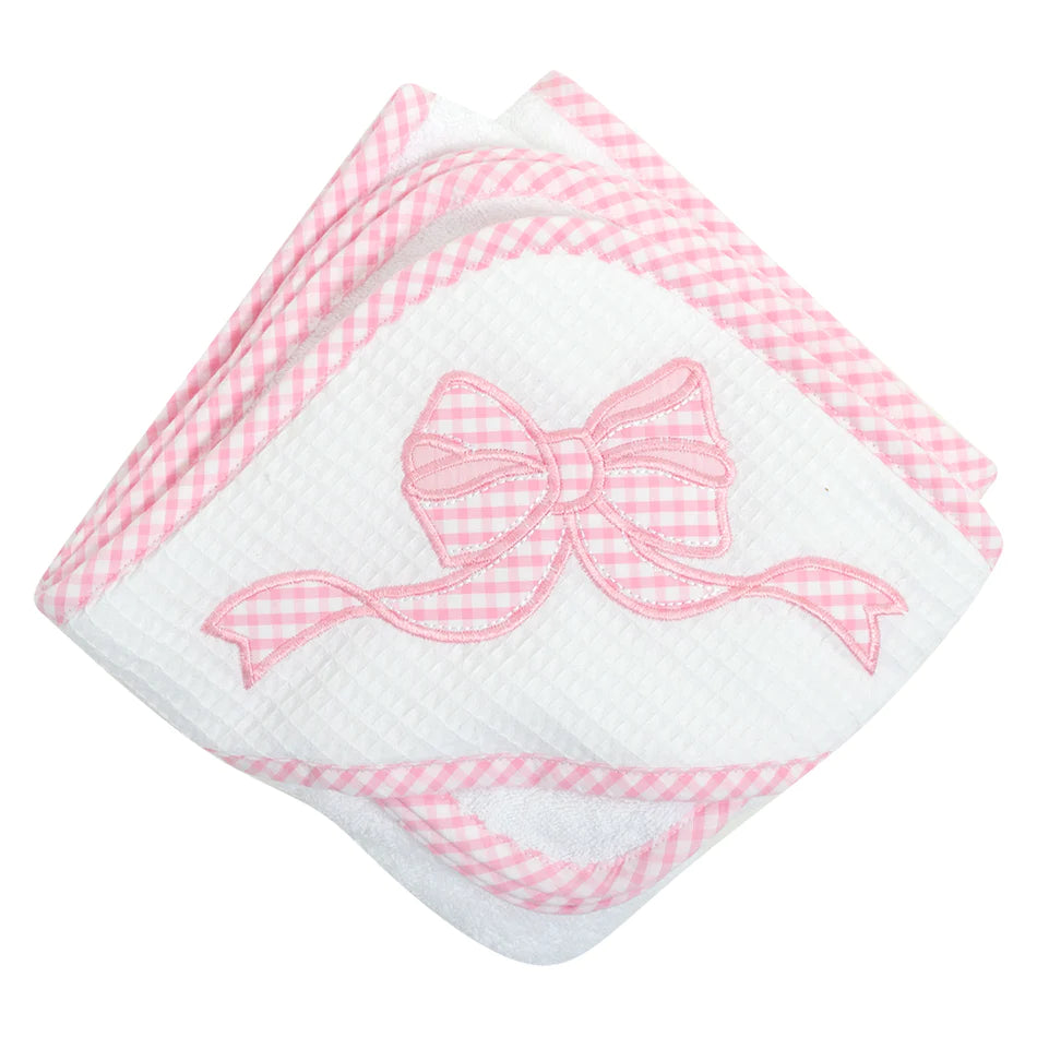 PINK BOW HOODED TOWEL SET