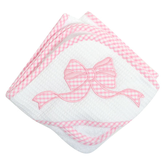 PINK BOW HOODED TOWEL SET