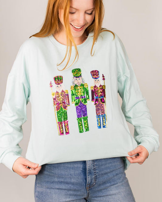 CANDY NUTCRACKER SEQUIN SWEATSHIRT LT BLUE
