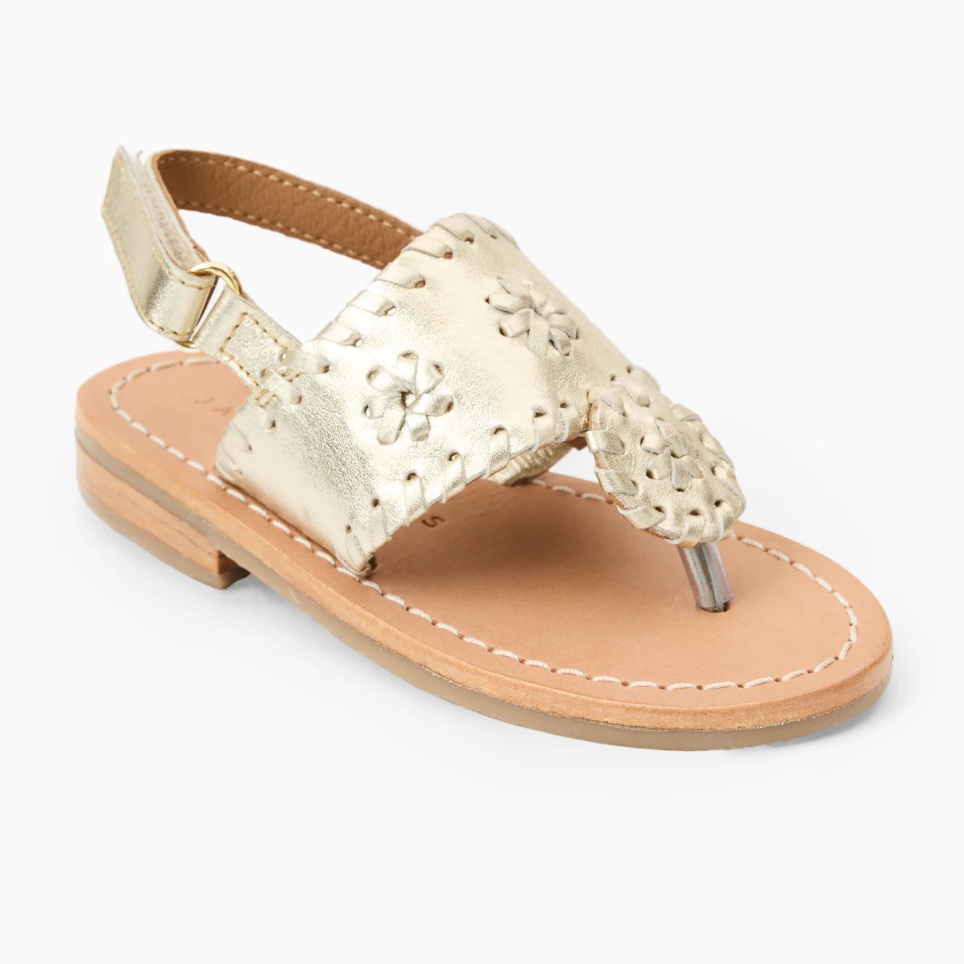TODDLER JACKS FLAT SANDAL METALLIC NAPPA PLATINUM