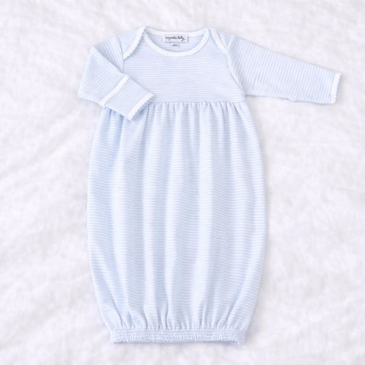MINI STRIPES GATHERED GOWN LT BLUE
