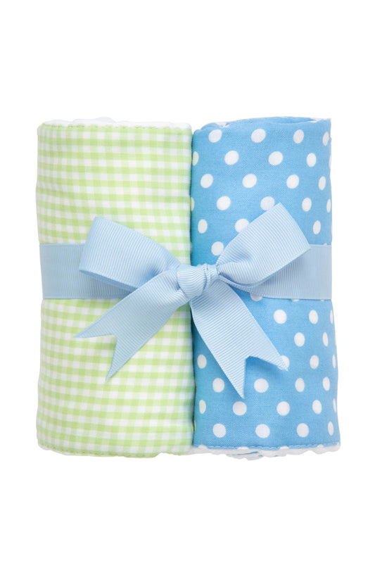 BLUE ALLIGATOR SET OF TWO BURPS