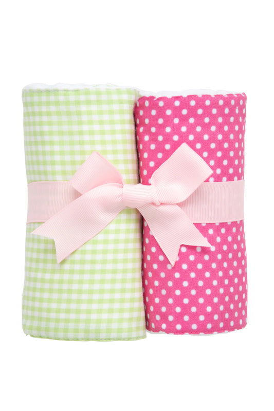 PINK ALLIGATOR SET OF 2 BURPS