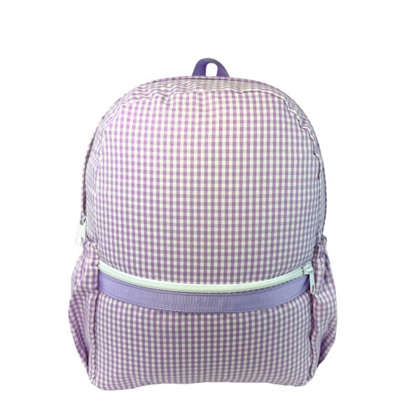 LILAC GINGHAM MED BACKPACK