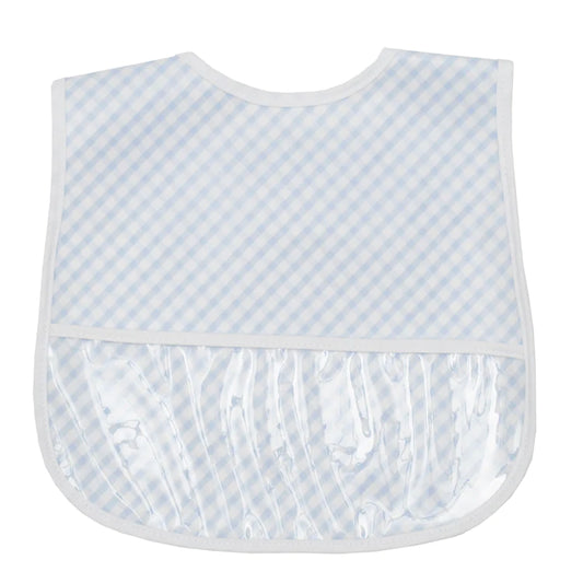 BLUE CHECK LAMINATED WIPEABLE BIB