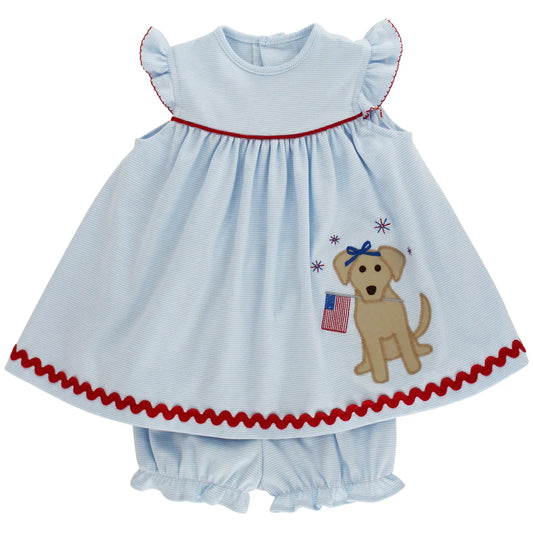 PATRIOTIC PUP FLOAT W/BLOOMERS