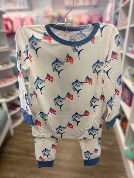 MERICA MARLIN BLUE LS PANT SET