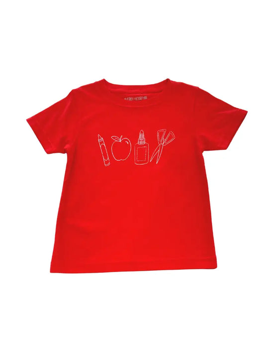 RED SCHOOL SUPPLIES TSHIRT